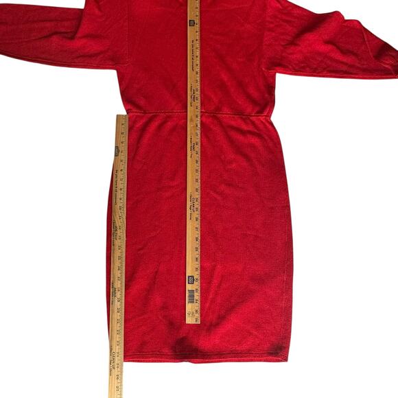 Vintage Dress Womens Size Medium Red Long Sleeve Collar Retro Bold Indie Office - Picture 4 of 10